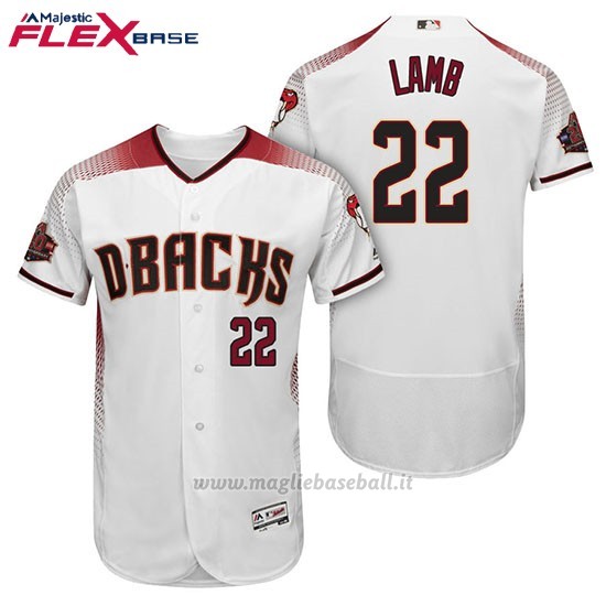 Maglia Baseball Uomo Arizona Diamondbacks 22 Jake Lamb Bianco Rosso 1ª20 Anniversario Flex Base
